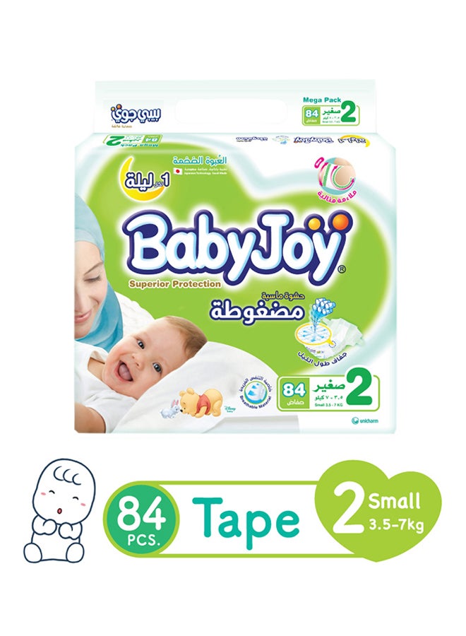 حفاضات صغيرة بحشوة ماسية مضغوطة، عبوة ميغا، مقاس 2 (3.5-7 كيلو)، 84 قطعة