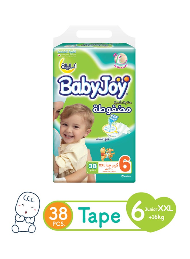 BabyJoy Compressed Diamond Pad Junior Diapers, Mega Pack, (16 And Above Kg) 38 Count