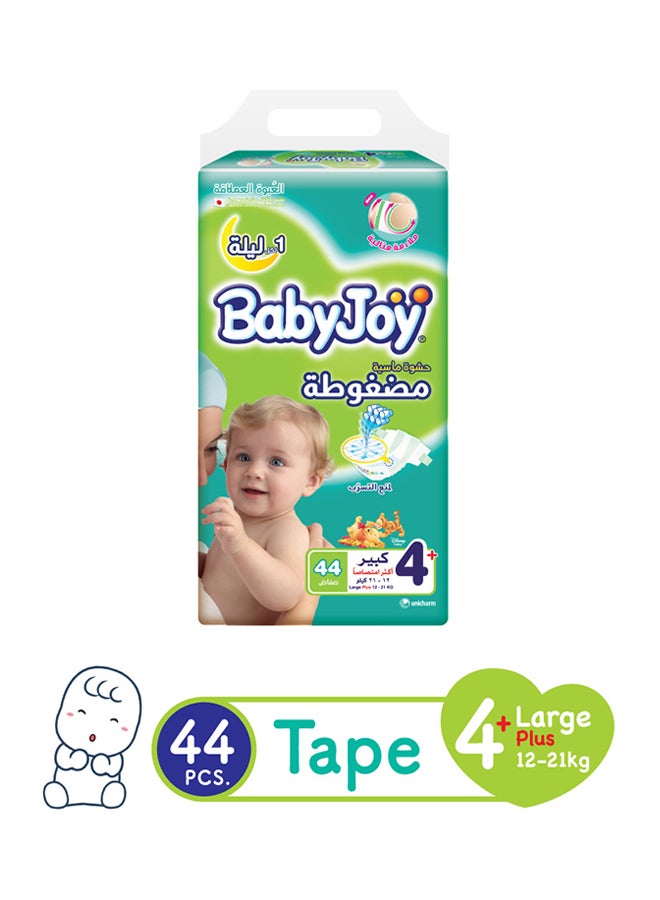 بيبي جوي حفاضات كبيرة بحشوة ماسية مضغوطة، عبوة جامبو، (12-21 كيلو فما فوق)، 44 قطعة