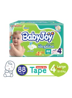 BabyJoy Compressed Diamond Pad Large Diapers, Jumbo Pack, (12-21 Kg), 88 Count 