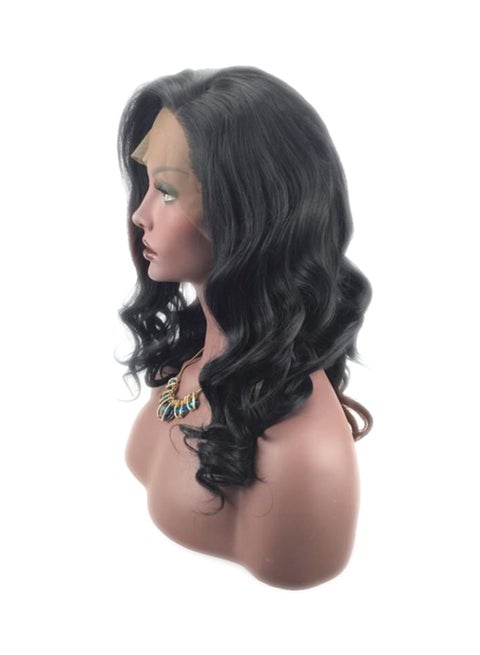 Long Wavy Hand Tied Front Lace Wig Black