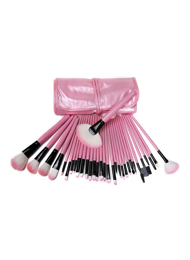 مجموعة من 32 فرشاة مكياج احترافية وردي - Image 1