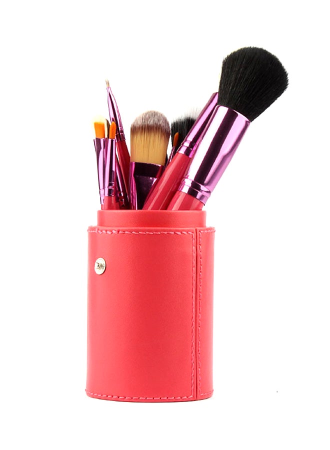 12-Piece Makeup Brush Set With Cylinder Case Red