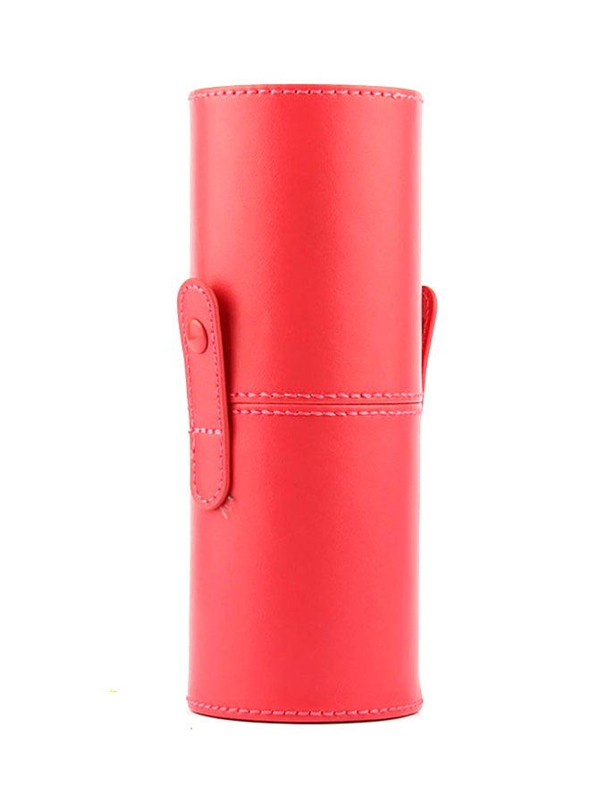 12-Piece Makeup Brush Set With Cylinder Case Red
