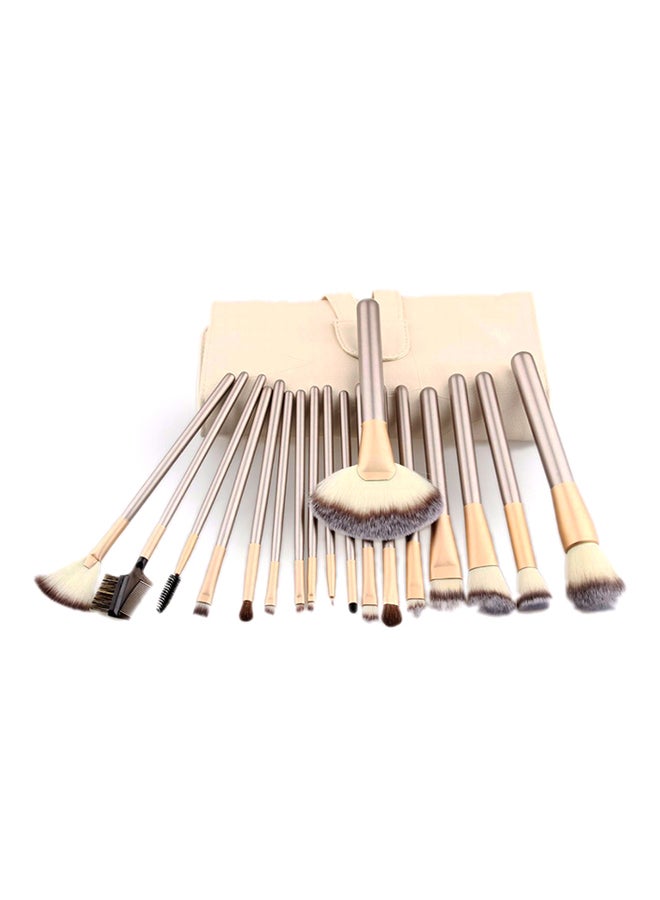 Generic 24-Piece Professional Cosmetic Brush Set With Folding Bag Beige  - Image 2