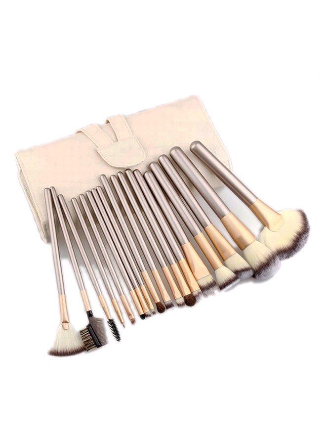 Generic 24-Piece Professional Cosmetic Brush Set With Folding Bag Beige  - Image 3