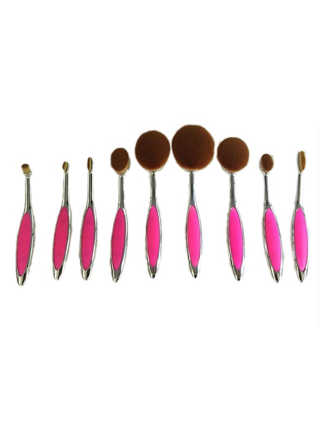 10-Piece Professional Makeup Brush Set Pink/Black/Brown - Image 2