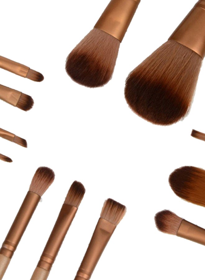 12-Piece Make-Up Brush Set Gold/Bronze - Image 4