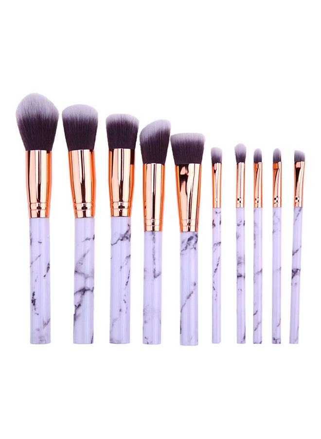 10- Piece Marble Pattern Make-Up Brush Set Gold/White - Image 2