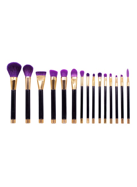 15-Piece Professional Make-Up Brush Set Gold/Black