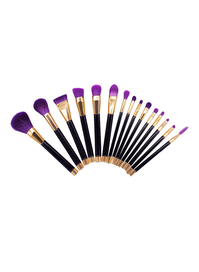 15-Piece Professional Make-Up Brush Set Gold/Black