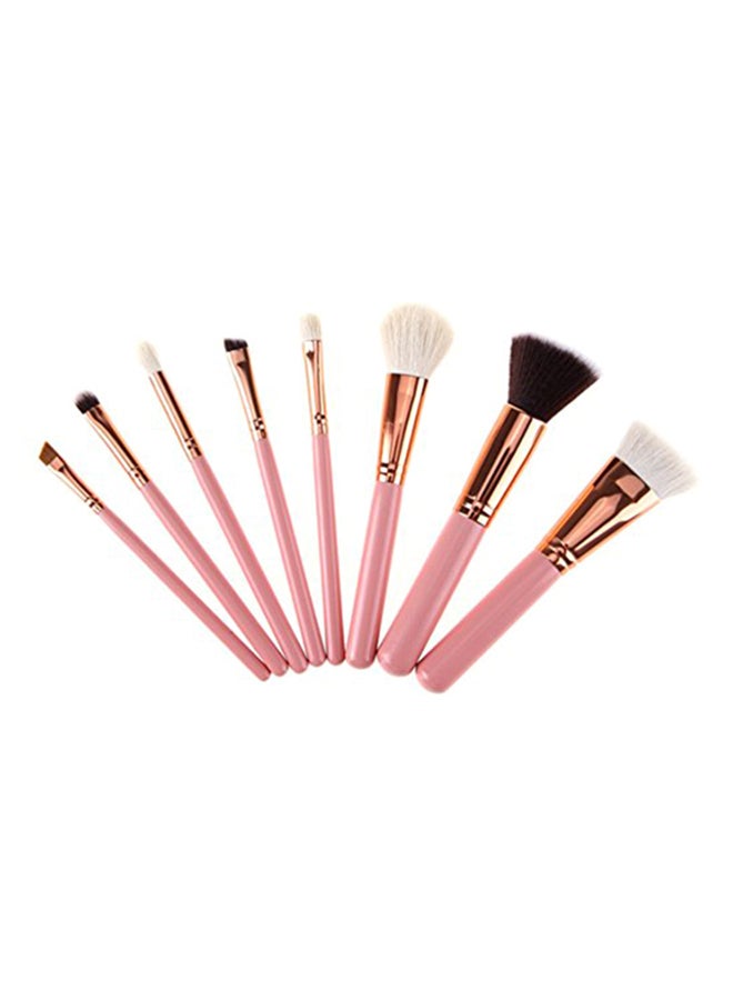 مجموعة من 8 فرش مكياج احترافية وردي/ذهبي - Image 2