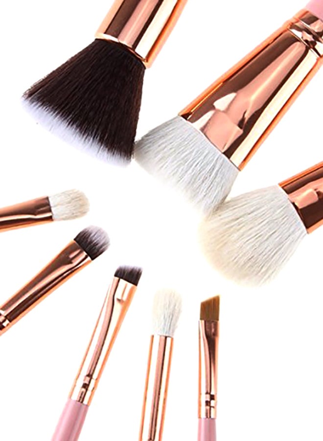 مجموعة من 8 فرش مكياج احترافية وردي/ذهبي - Image 5