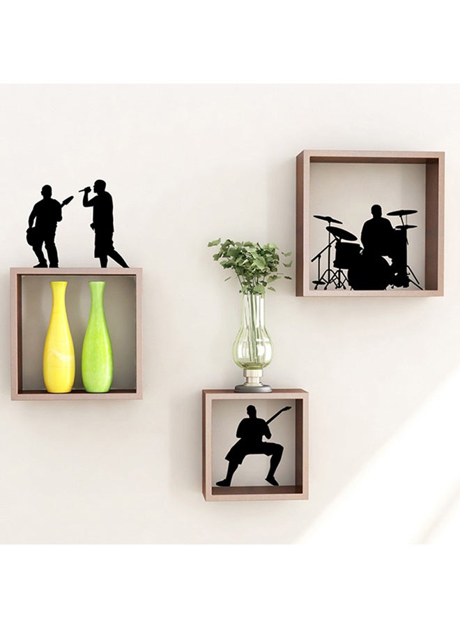 WYSADA - Set Of 3 Cube Shaped Wall Shelves Light Brown - Image 1