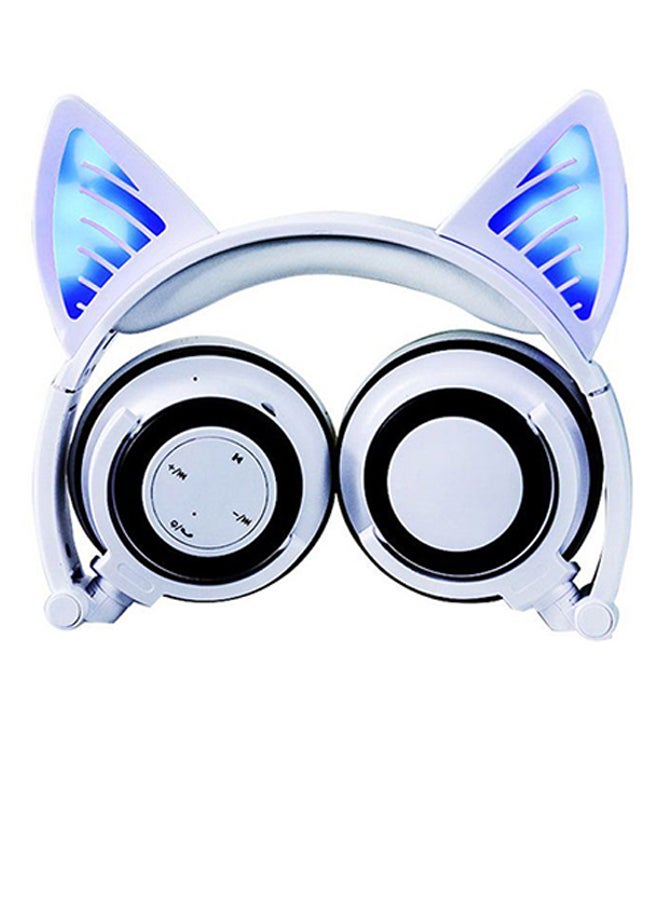 LESHP Foldable Cosplay Cat Bluetooth Over-Ear Headset White  - Image 1