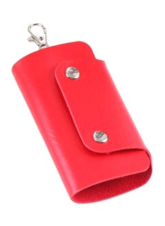 Bluelans Magnetic Button Keychain Holder Case Red 