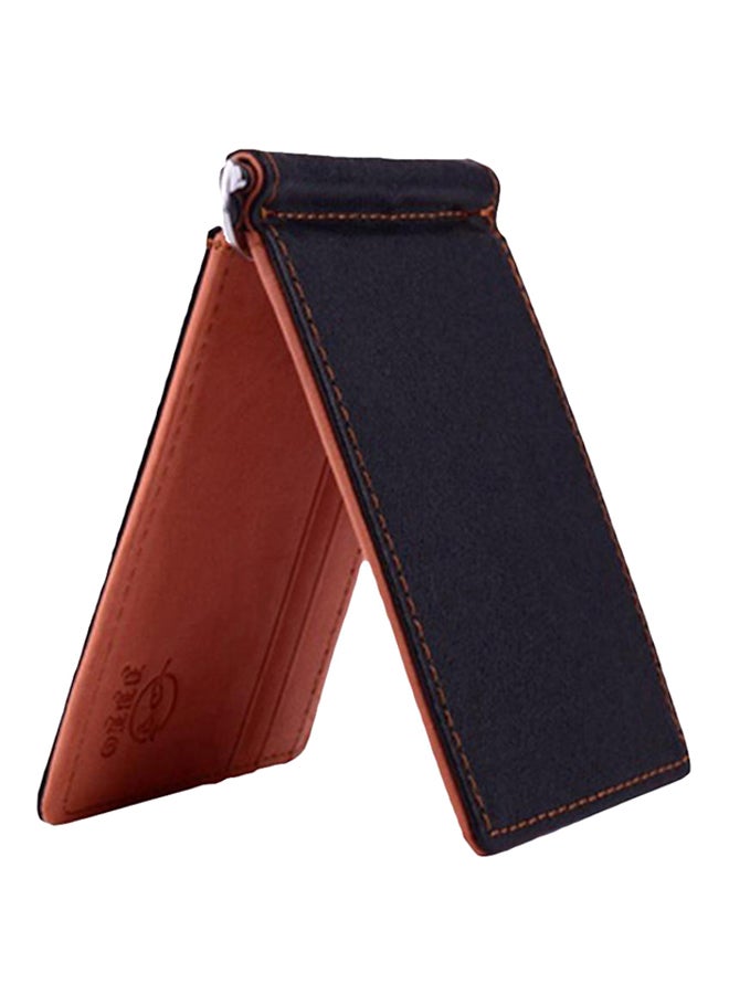 Bluelans Faux Leather Bi-Fold Money Clip Brown/Black 