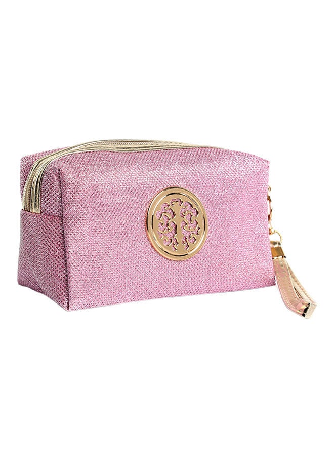 Zipper Makeup Bag Pink/Gold