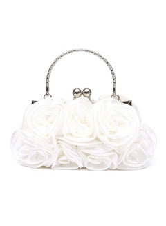 Rose Flower Pattern Clutch White