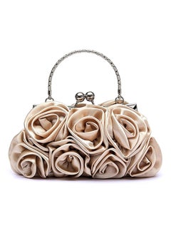 Rose Flower Pattern Clutch Beige