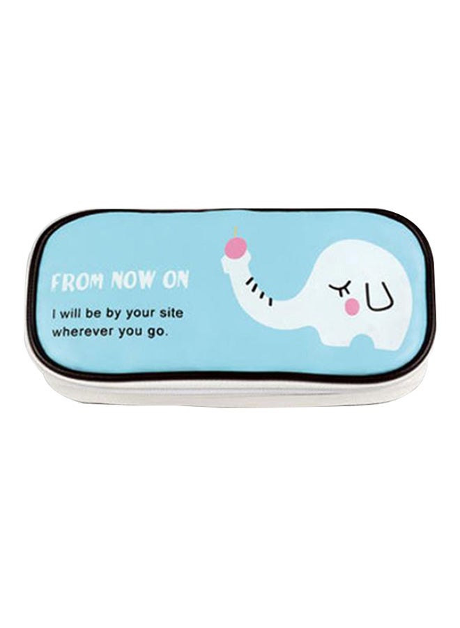 بلولانز حافظة أقلام رصاص من الجلد الصناعي بنقش حيوان رائع أزرق/ أبيض