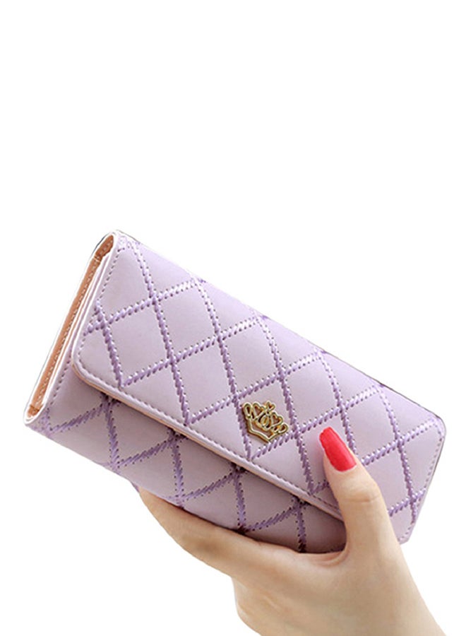 Bluelans Faux Leather Quilted Clutch Purple 