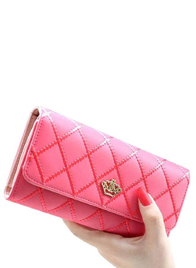 Bluelans Faux Leather Quilted Clutch Pink 