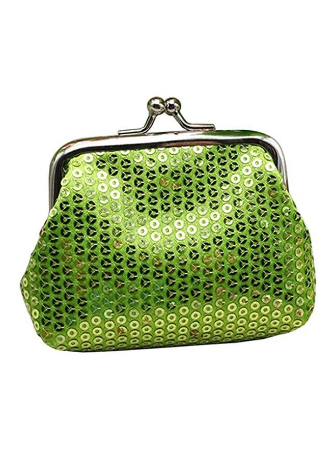 Bluelans Sequins Buckle Mini Coin Purse Green