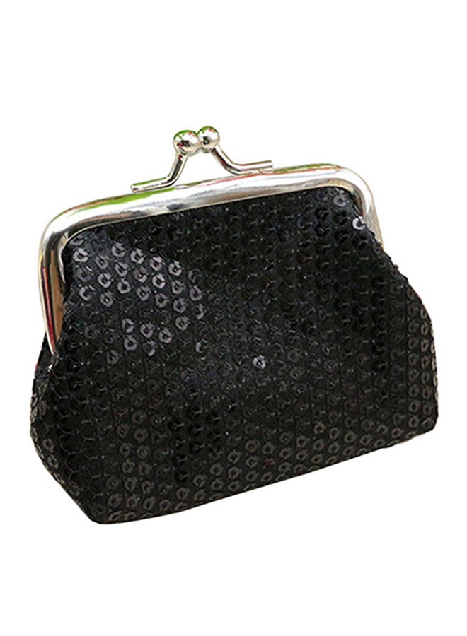 Bluelans Sequins Buckle Mini Coin Purse Black 