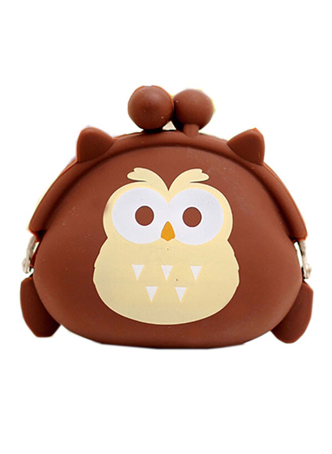 محفظة عملات معدنية بنقش بومة جيلي رائع بني