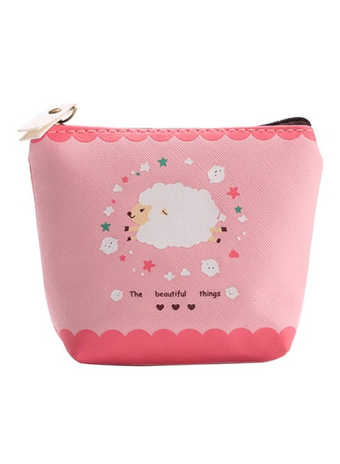 Baby Sheep Zipper Coin Pouch Light Pink