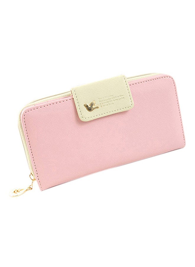 Bluelans Zipper Card And Phone Holder Clutch Pink/White 