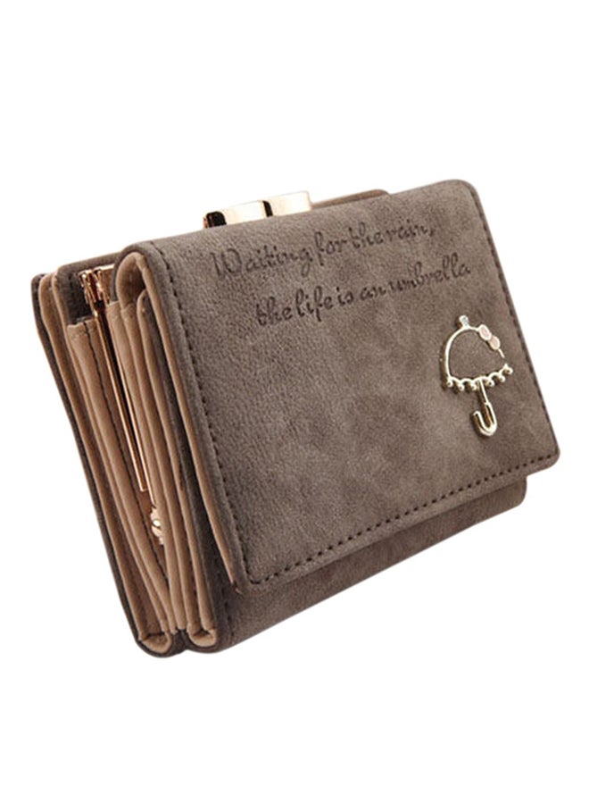 Bluelans Faux Leather Tri-Fold Wallet Dark Grey 