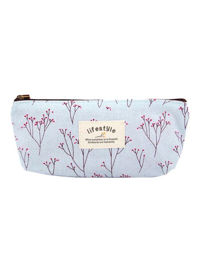 Bluelans Floral Canvas Pencil Pen Case Blue/Red