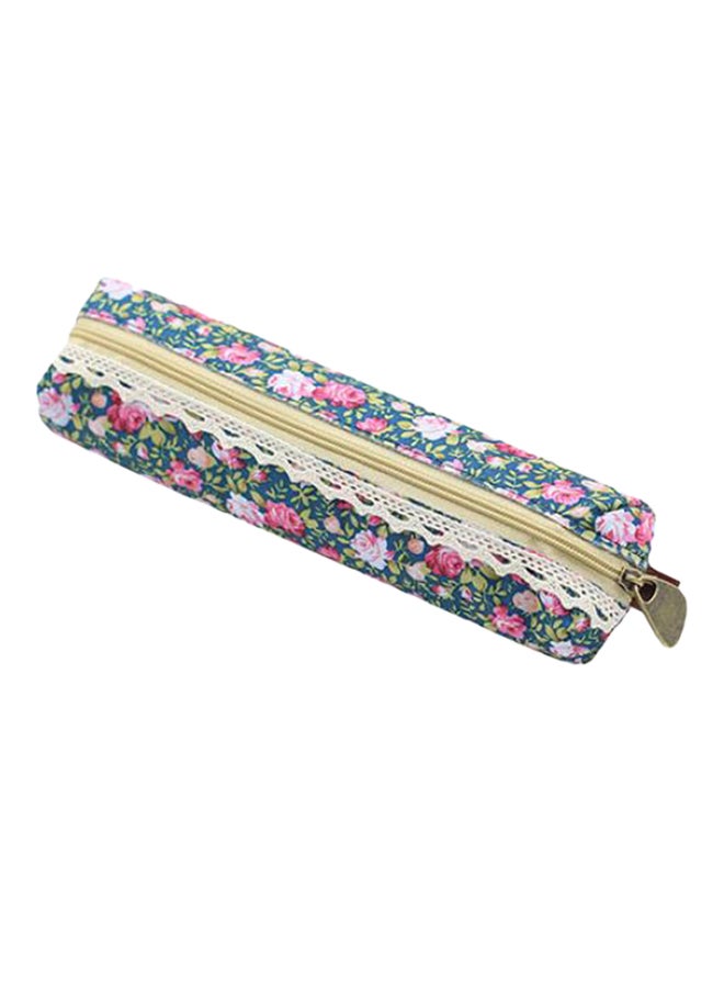 Bluelans Floral Printed Lace Pencil Case Green/Pink