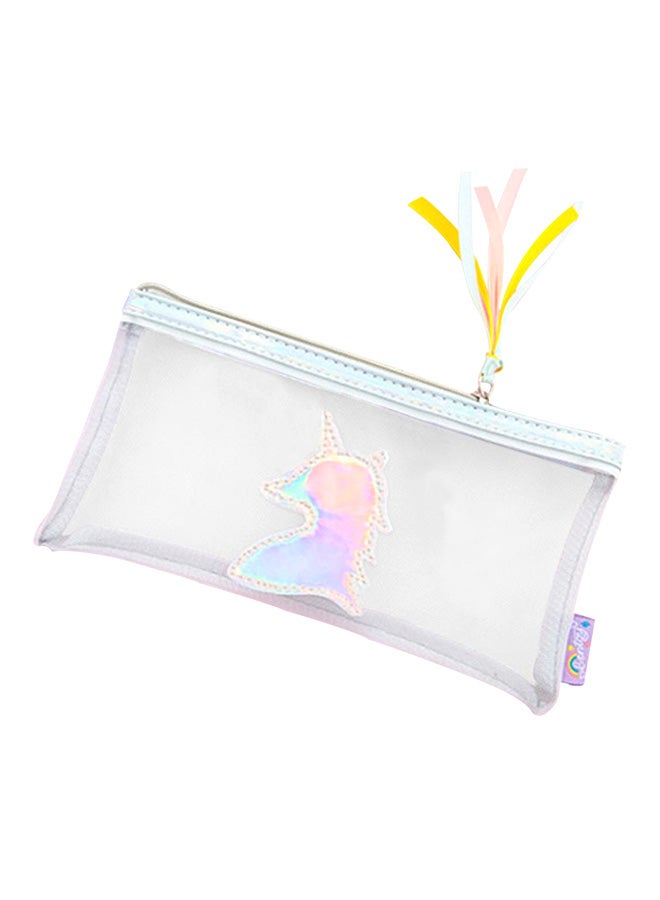 Unicorn Tassel Mesh Pencil Case Clear