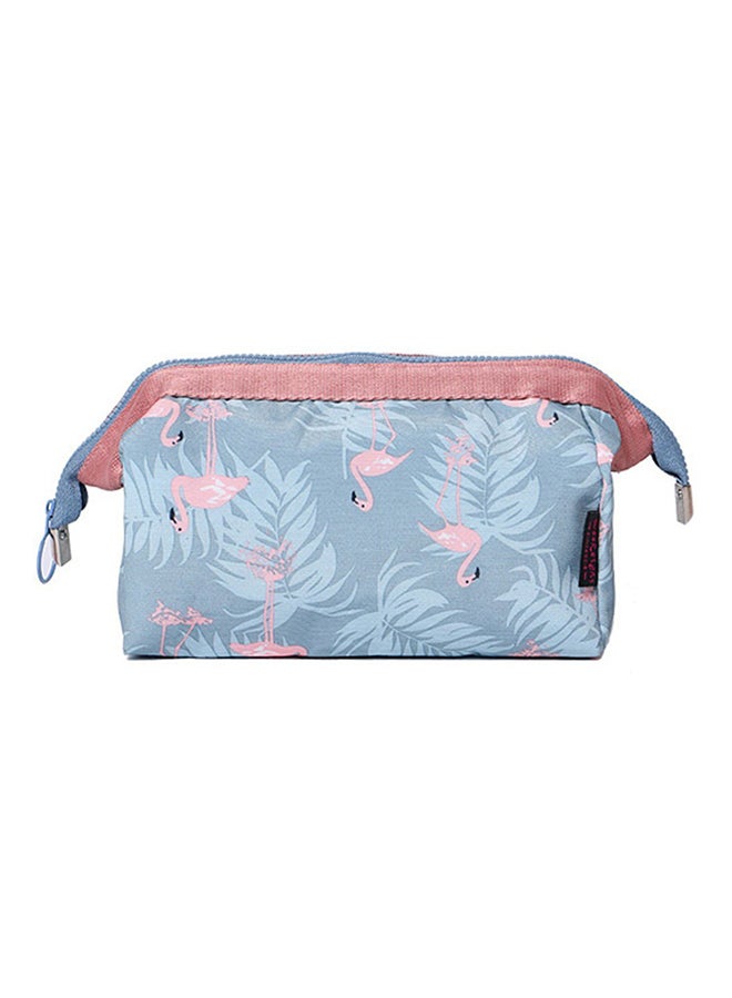 Bluelans Flamingo Flower Print Makeup Bag Grey/Pink  - Image 1