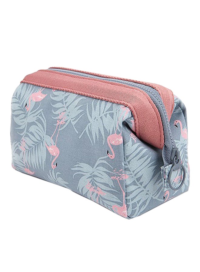 Bluelans Flamingo Flower Print Makeup Bag Grey/Pink  - Image 3