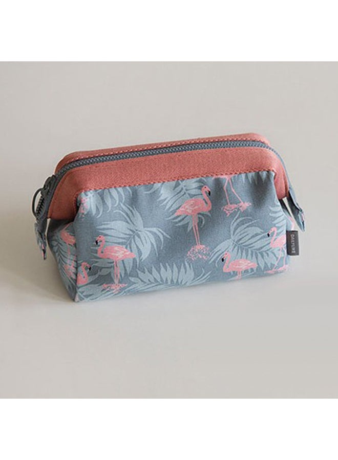 Bluelans Flamingo Flower Print Makeup Bag Grey/Pink  - Image 4