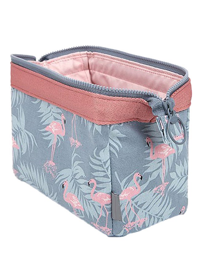 Bluelans Flamingo Flower Print Makeup Bag Grey/Pink  - Image 2