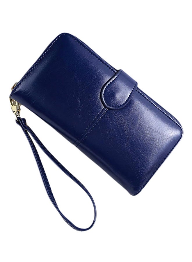 Faux Leather Wristlet Dark Blue