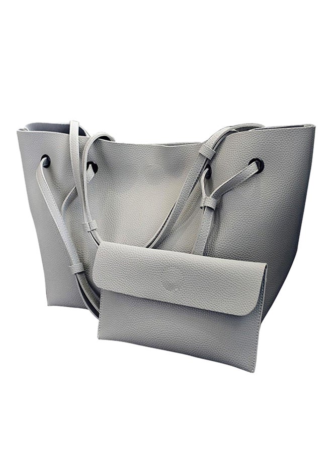 Bluelans Faux Leather Shoulder Bag Grey