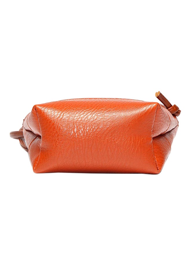 Bluelans Mini Faux Leather Bucket Bag Orange  - Image 3