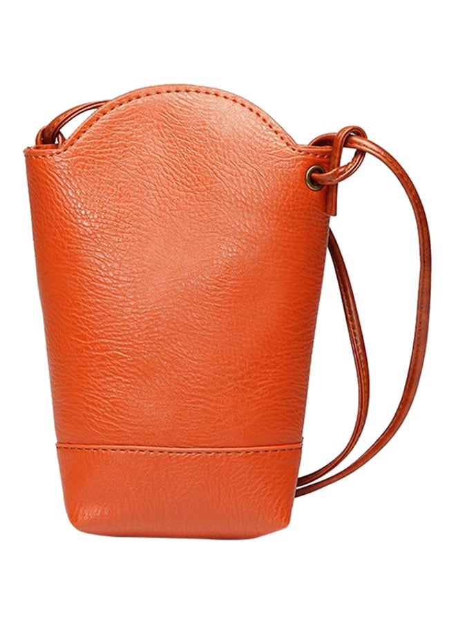Bluelans Mini Faux Leather Bucket Bag Orange  - Image 1