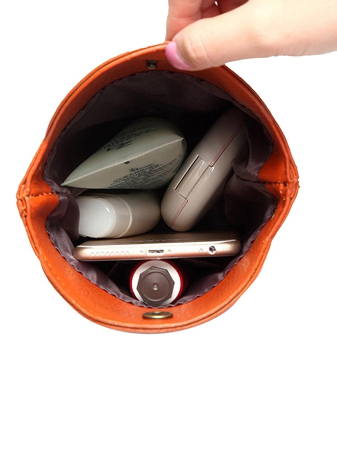 Bluelans Mini Faux Leather Bucket Bag Orange  - Image 4