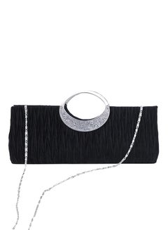 Bluelans Luxury Rhinestone Pleated Evening Bag Black  - Image 1