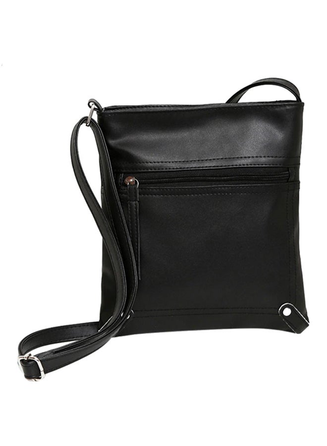 Bluelans Faux Leather Sling Bag Black 