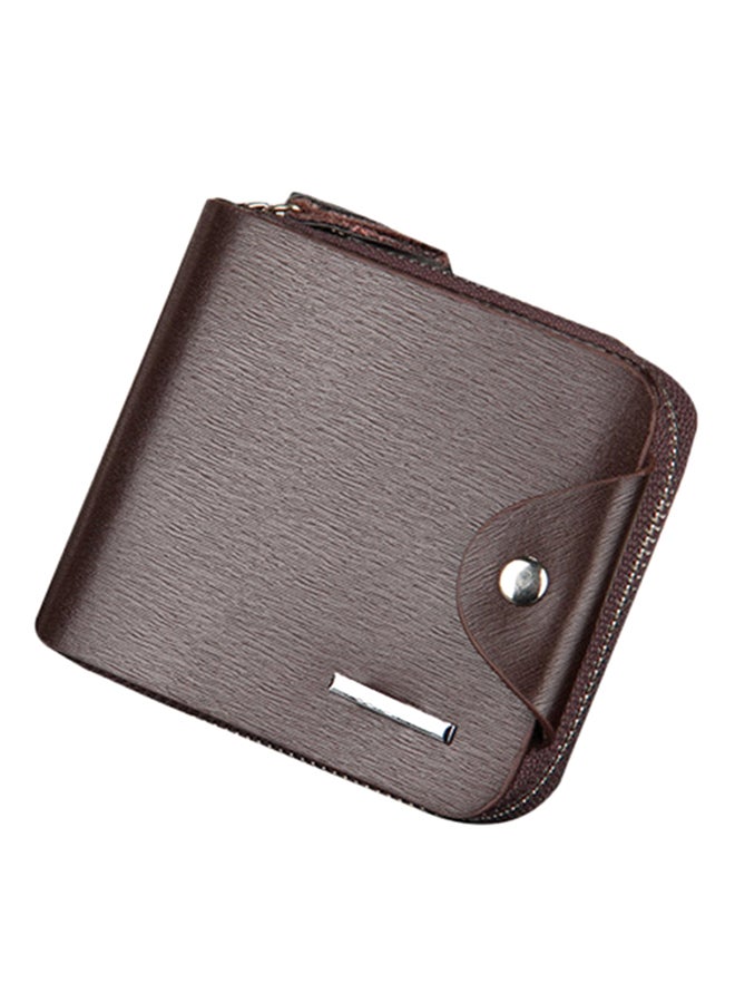 Bluelans Zipper Bi-Fold Wallet Brown 