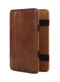 Bluelans Faux Leather Slim Bi-Fold Money Clip Light Brown  - Image 3