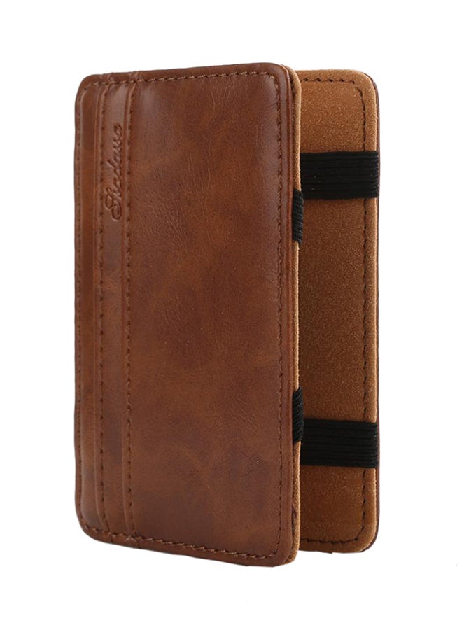 Bluelans - Faux Leather Slim Bi-Fold Money Clip Light Brown - Image 1